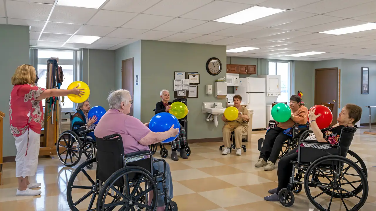 Lakeland residents playing a balloon game