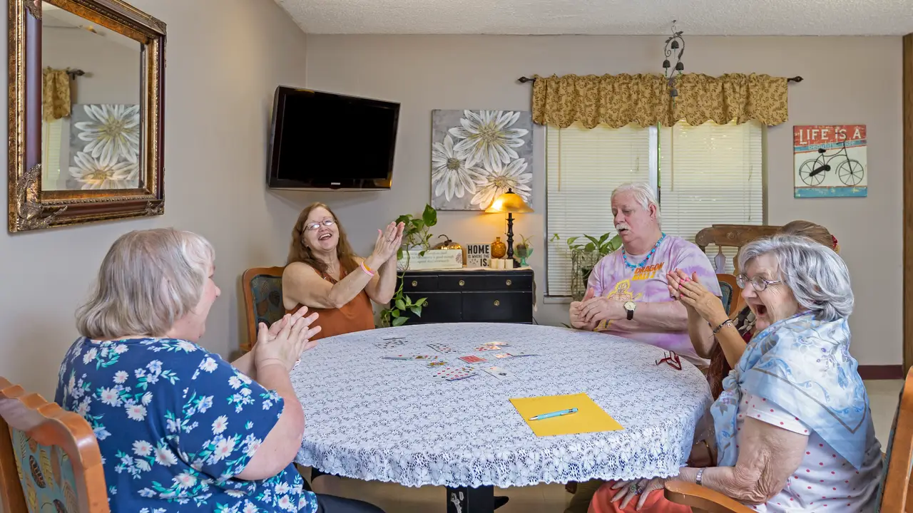 Westview residents playing cards