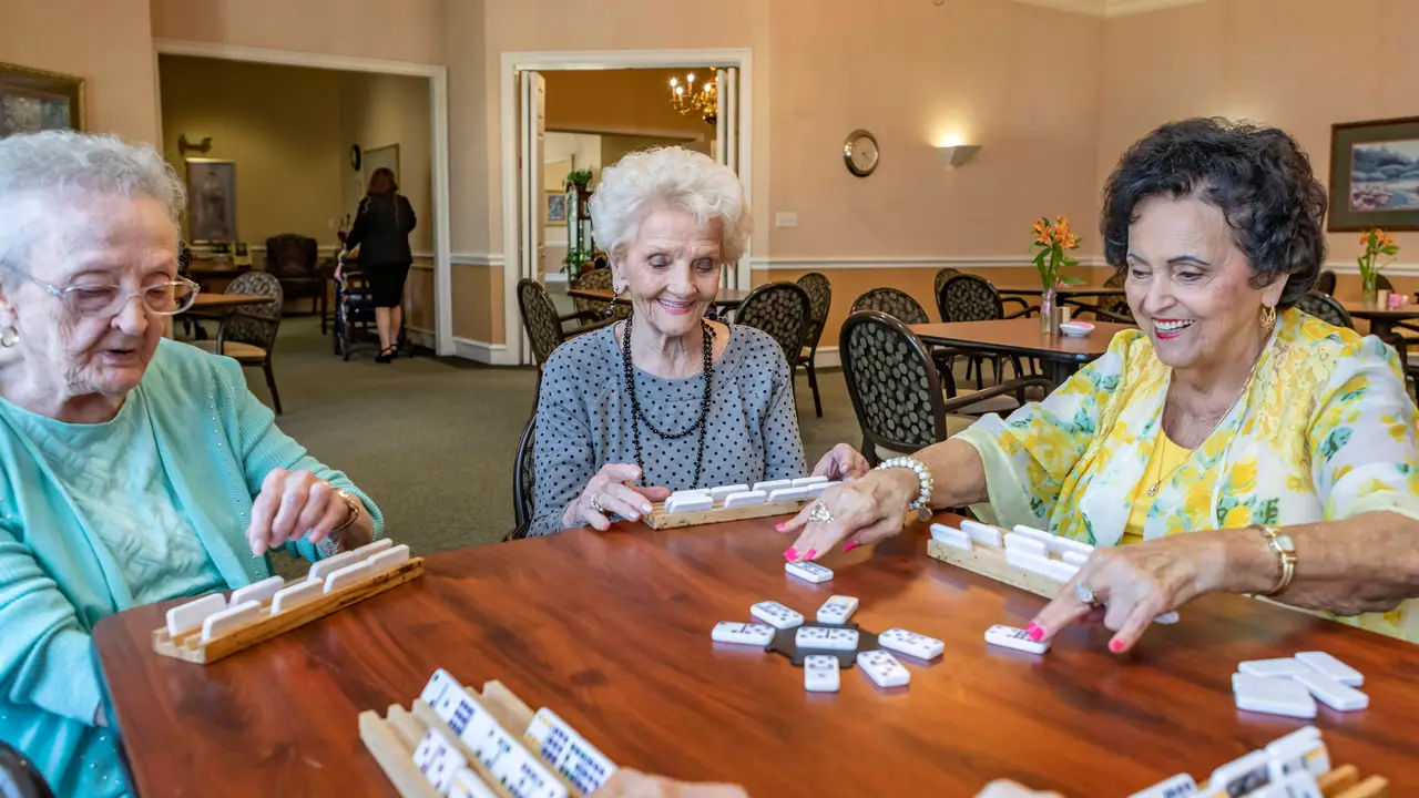Country Gardens residents playing dominos