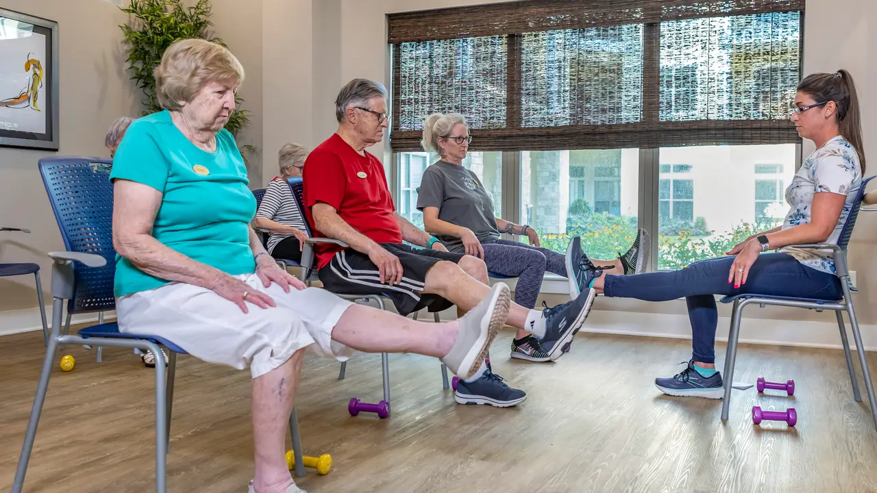 Tiffany Springs senior residents exercising