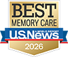 Gold and blue badge reading "Best Memory Care, U.S. News & World Report, 2026.