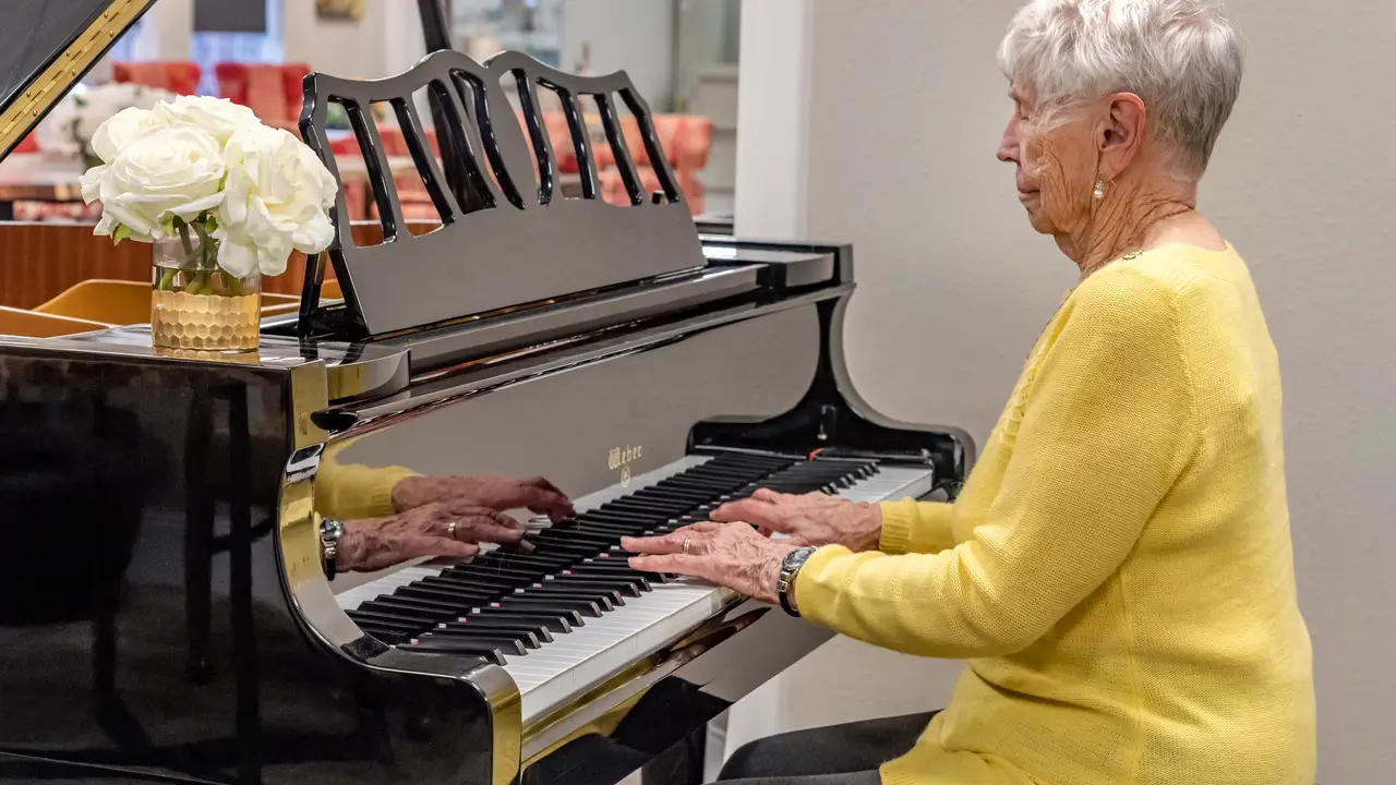 Resident playing the piano