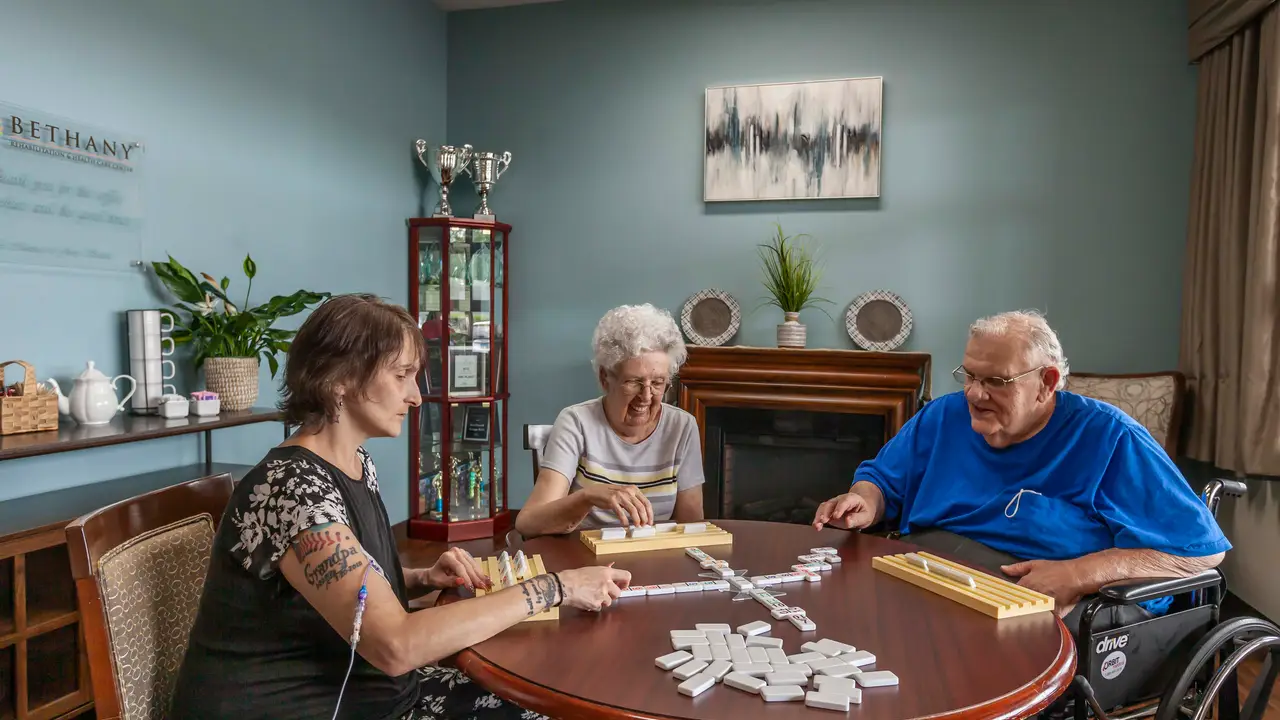 Residents playing dominos