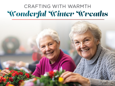 Smiling women with flowers enjoy a joyful moment together at Charlestown Senior Living Community.