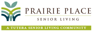 prairie-place-color-logo Logo for Prairie Place Senior Living, featuring abstract green leaf shapes above the name and the tagline