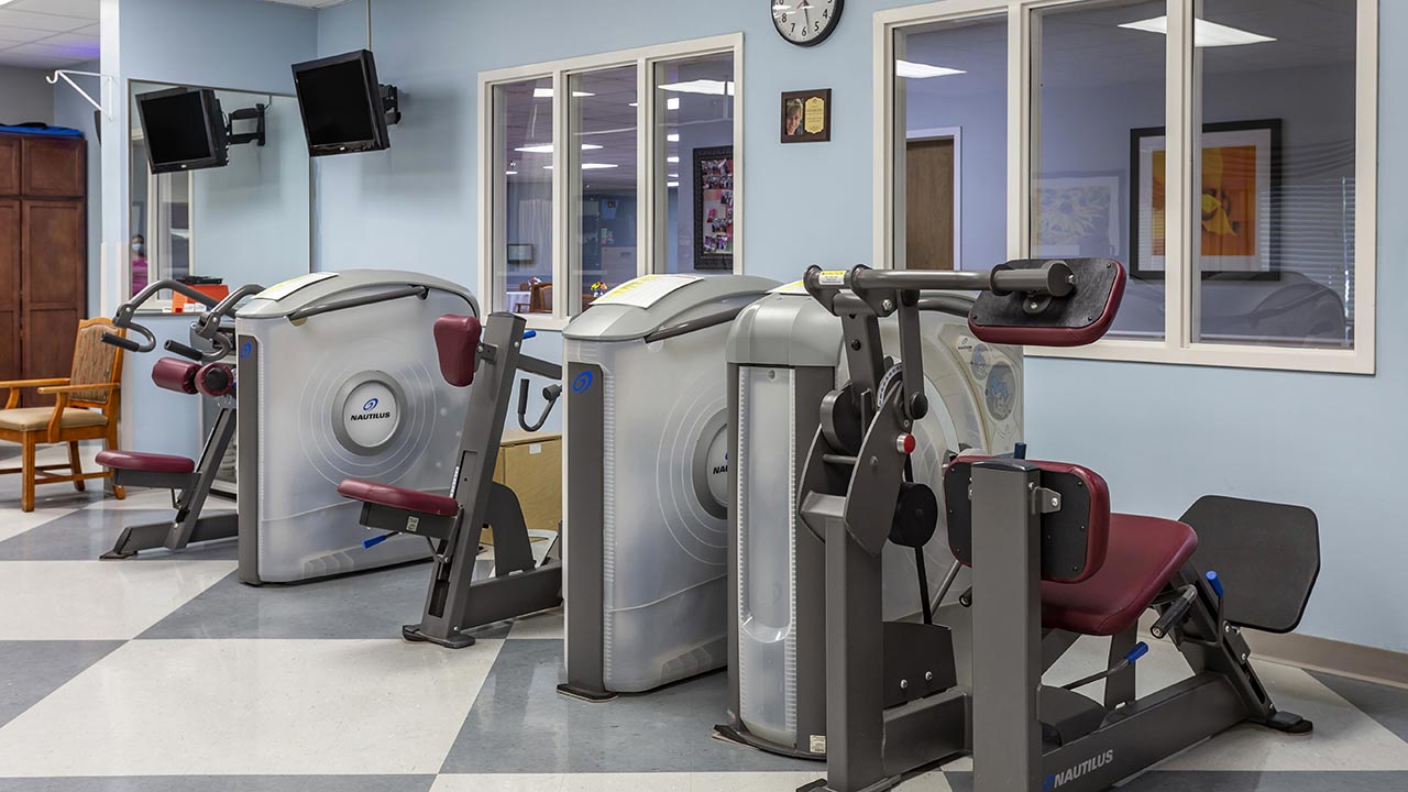 Carlinville weight machines in rehabilitation room