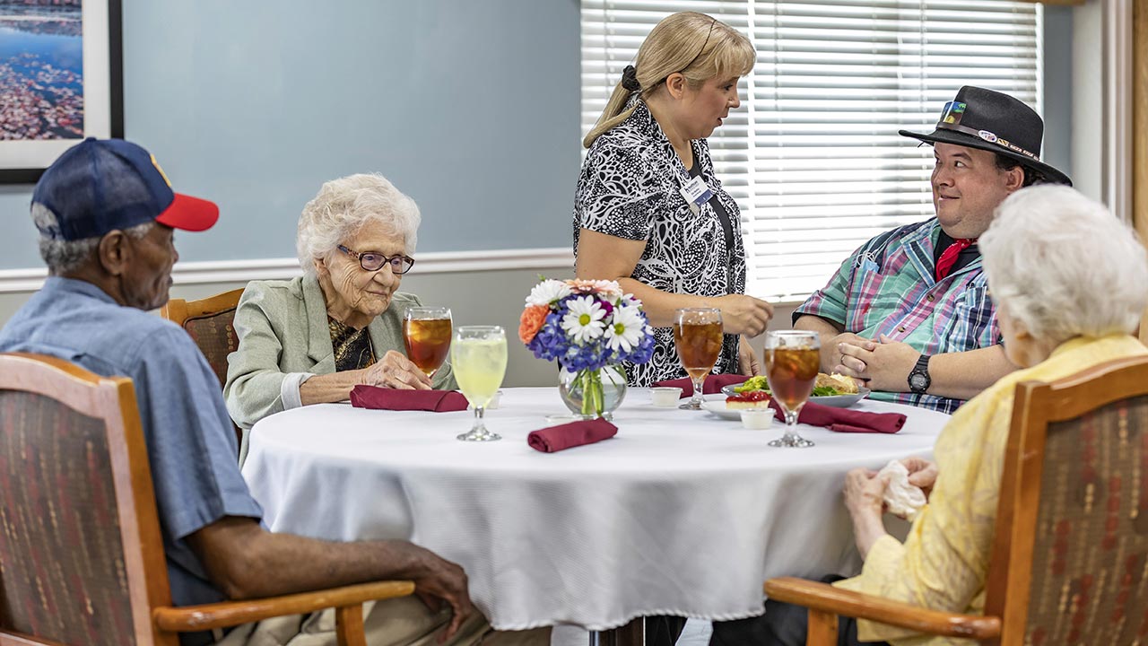 Carlinville residents ordering dinner in the dining room