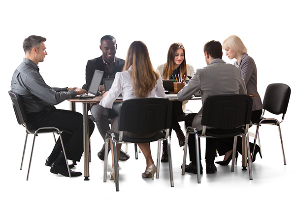 Team leaders at a conference table working