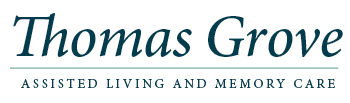 The image shows the logo for Thomas Grove Assisted Living and Memory Care. The text 