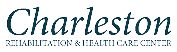 Logo for Charleston Rehabilitation & Health Care Center displaying the center's name in elegant, dark green text on a white background.