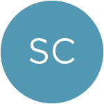 A blue circle with the white letters "SC" in the center.