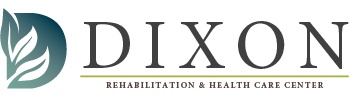 Logo for Dixon Rehabilitation & Health Care Center. The design features a stylized 