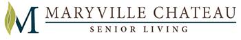 Logo for Maryville Chateau Senior Living, featuring a stylized green and blue 