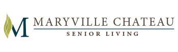 Logo for Maryville Chateau Senior Living, featuring a stylized letter 