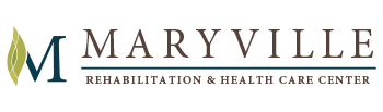 Maryville Rehabilitation & Health Care Center logo with a stylized letter 