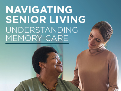 Two women, one senior and one younger, smile warmly at each other. Text above them reads,