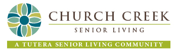 Logo for Church Creek Senior Living featuring a stylized flower graphic and the text 