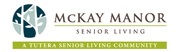 Logo for McKay Manor Senior Living. The design includes a stylized tree in a circle on the left, and the text 