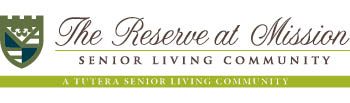 the-reserve-at-mission-logo-color Logo for The Reserve at Mission Senior Living Community, featuring a stylized shield on the left and elegant text. Below, it reads: